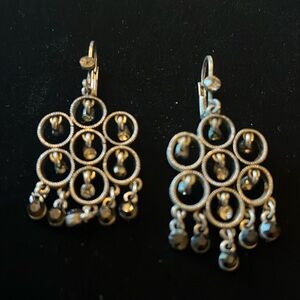 Dangly Black , Silver, & Clear Earrings